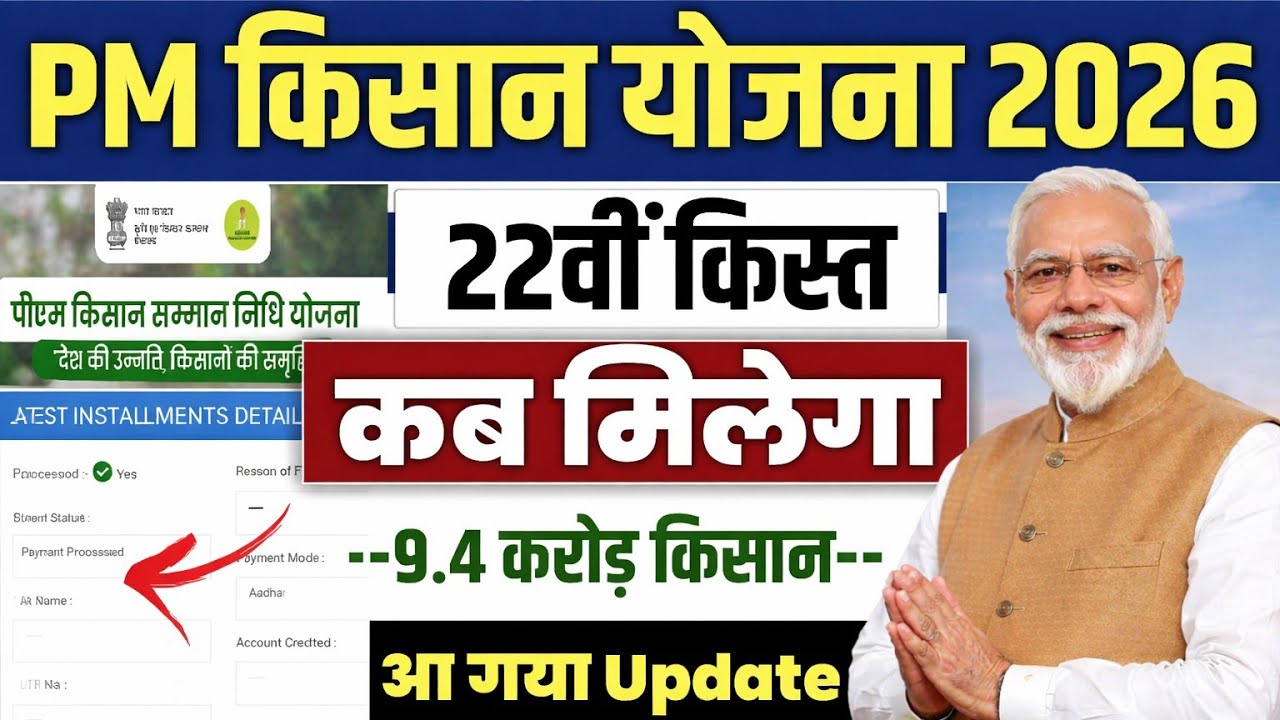 pm kisan new update 2026 ✅ इस दिन 3000  | Pm Kisan 22th installment date | pm kisan  