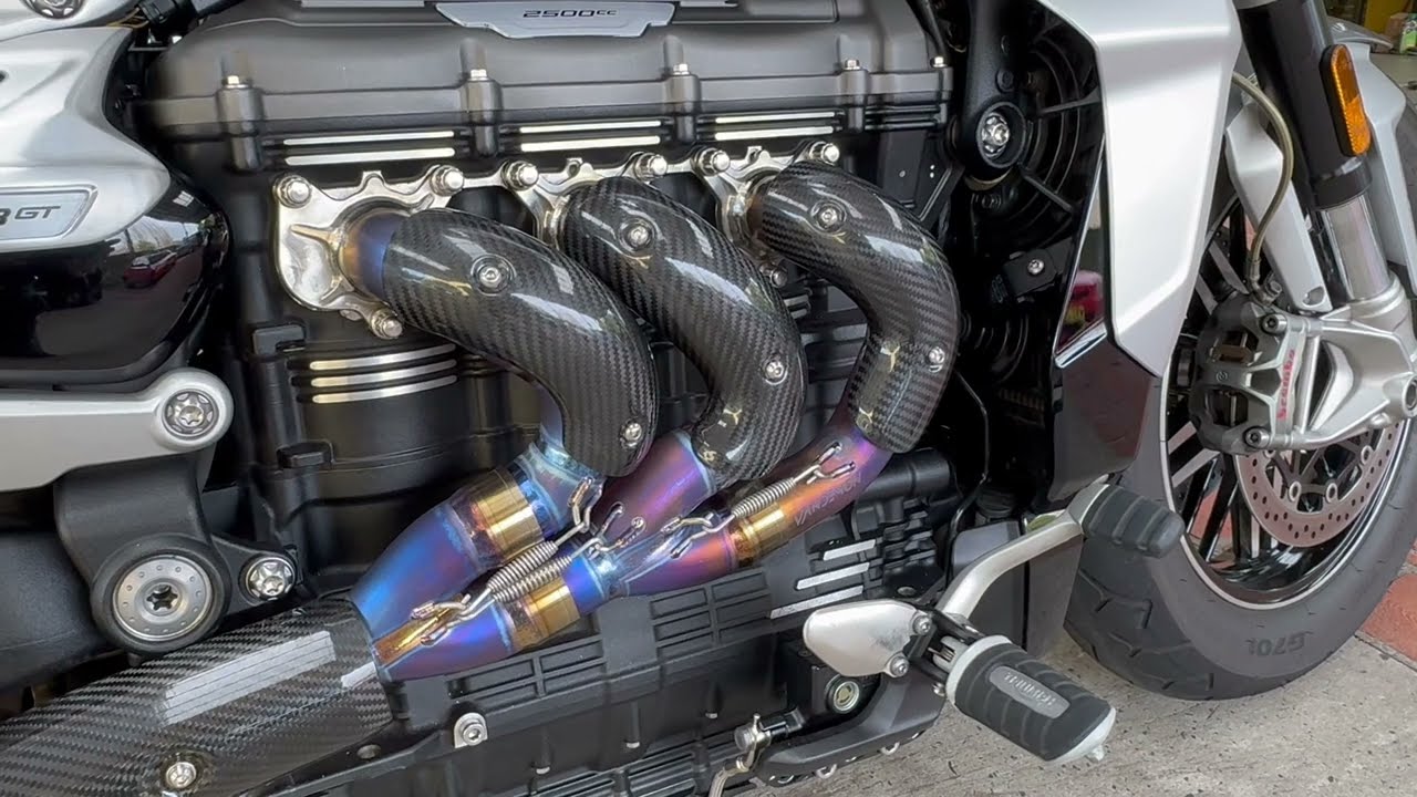 Triumph Rocket 3R & SGT 2500cc  VANDEMON Titanium Exhaust Manifold Real-time colour transformation
