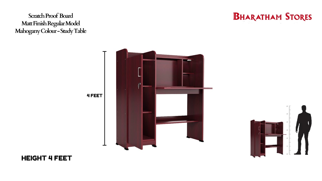 Scratch Proof Board Matt Finish Regular Model Mahogany Colour   Study Table   BS ST 01 MG 1