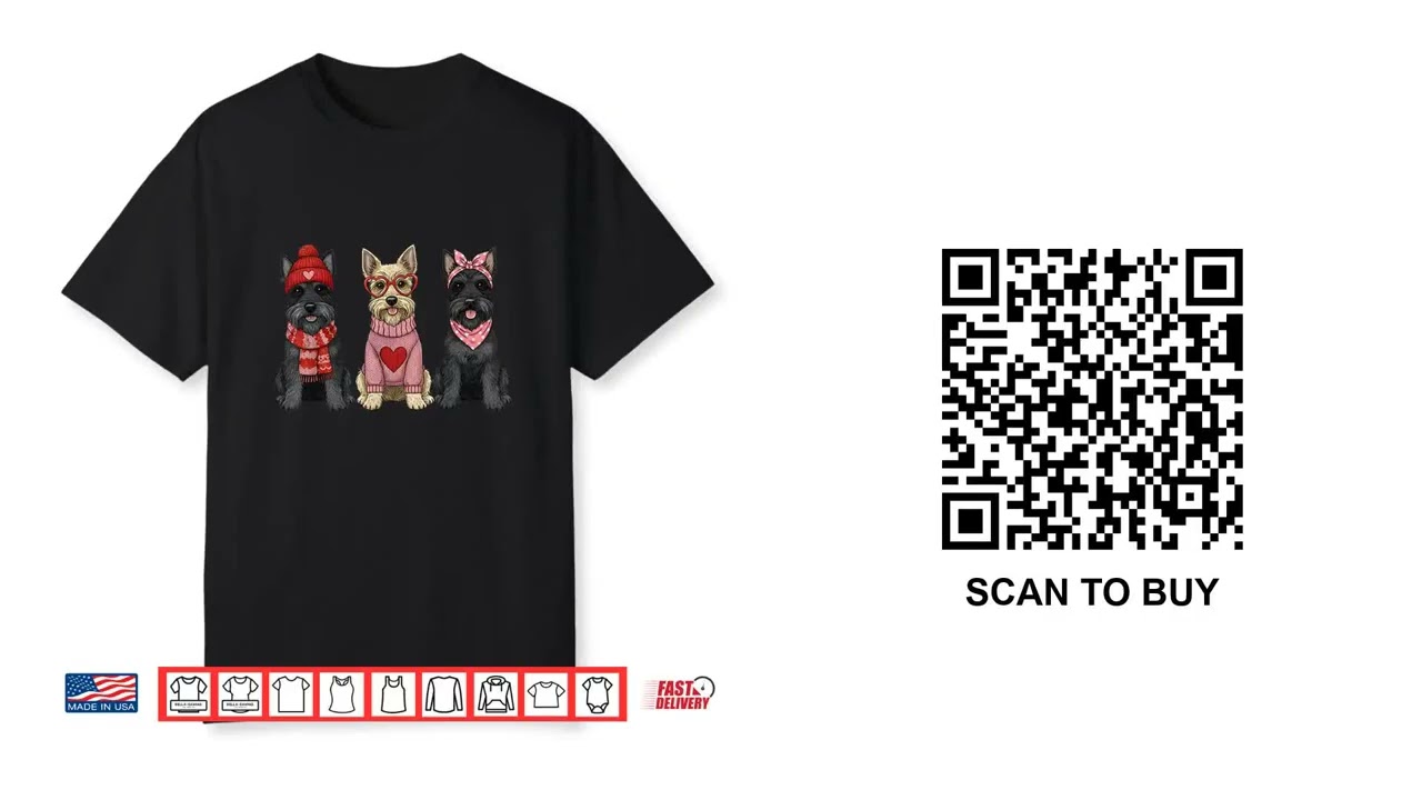 Cute Scottish Terrier Valentine Scottie Dog Shirt