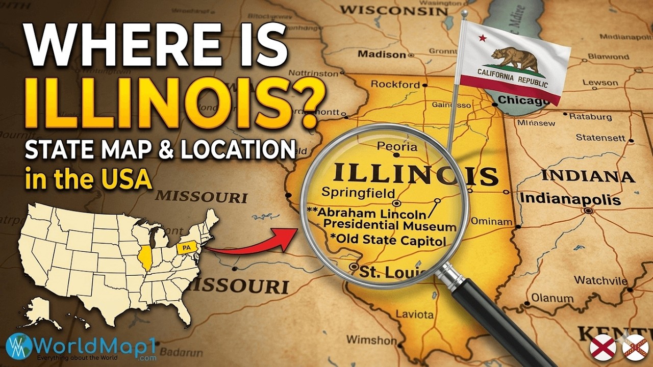 Where is Illinois in the US and and Cities Map of Illinois