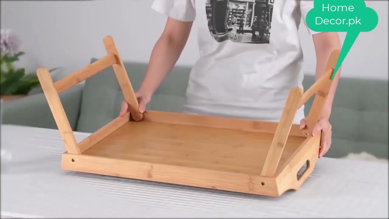 Foldable Bamboo Wood Bed Tray Table