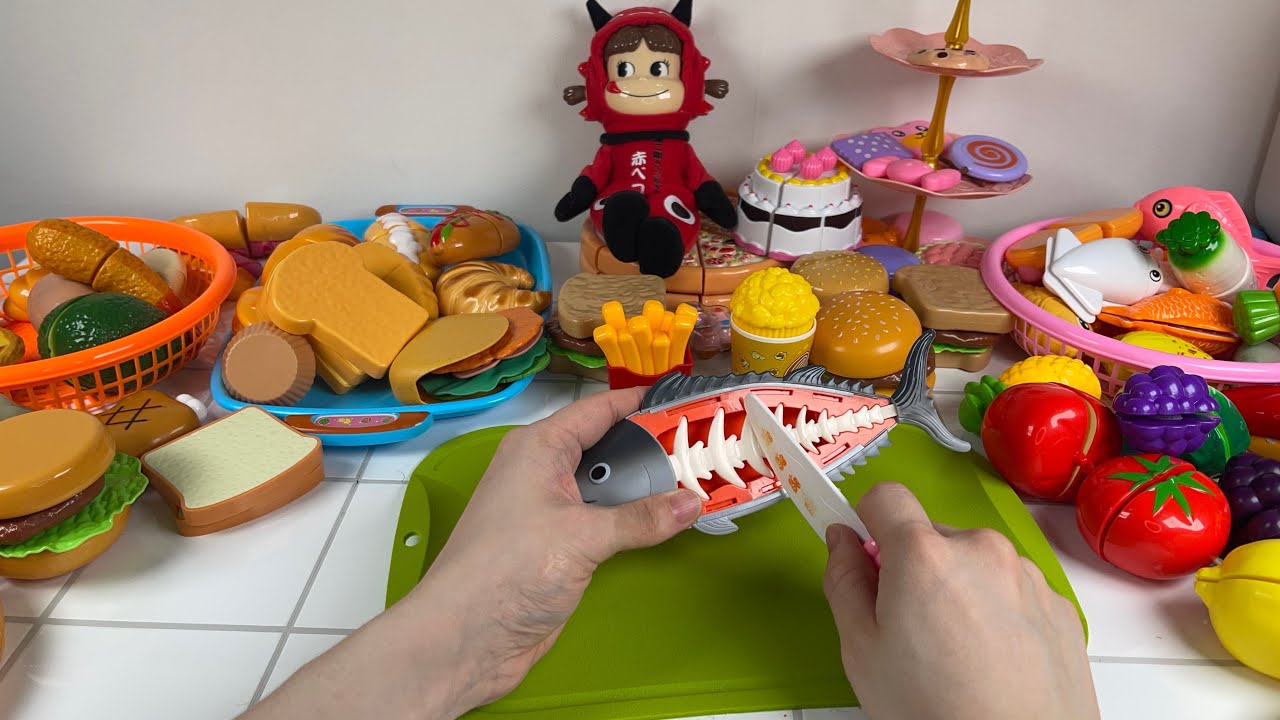 1.5 hours 99% Sleep Fast Tapping Satisfying Cutting asmr fruits🍏, dessert🍕, see food🐟