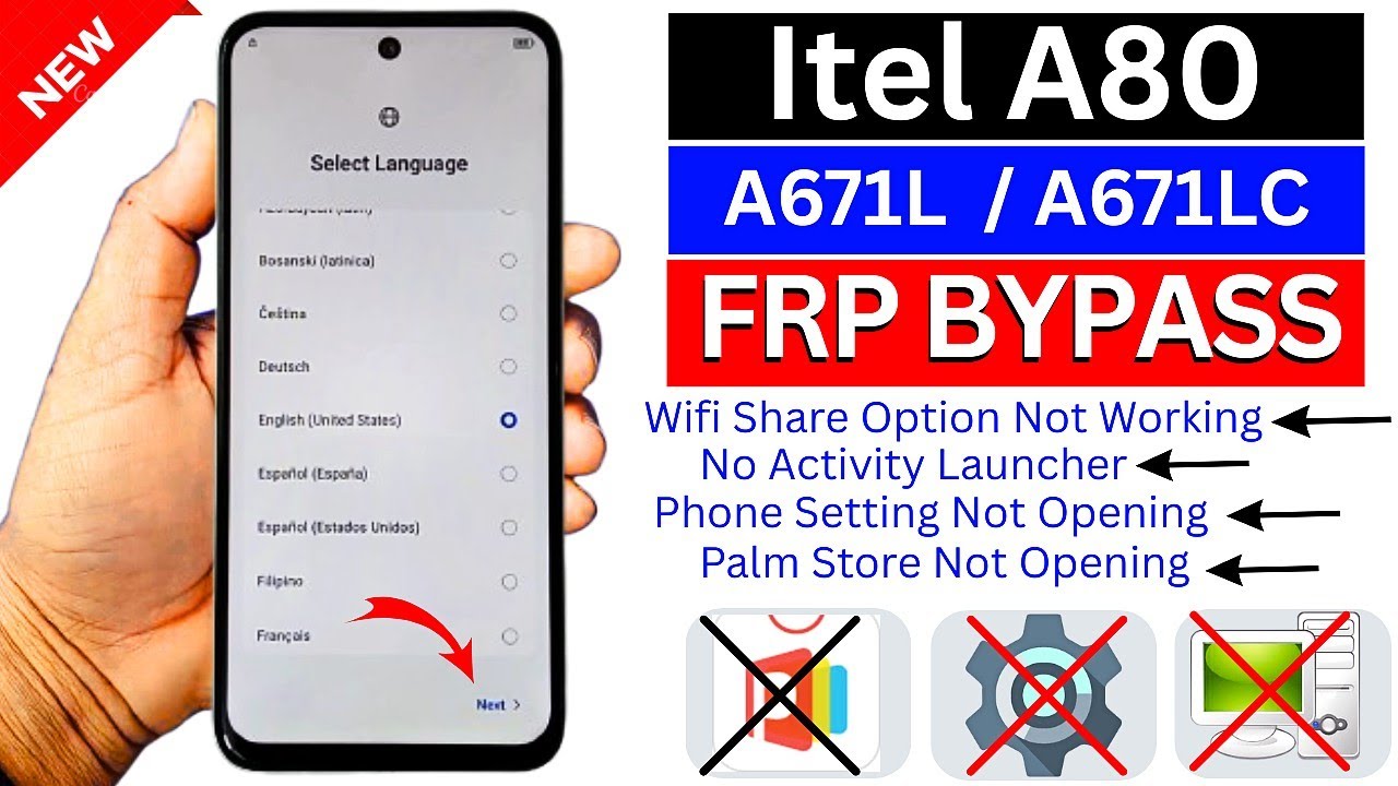 Itel A80 (A671LC) FRP Bypass Android 14 Without PC - Setting Not Open - Palm Store App Not Working