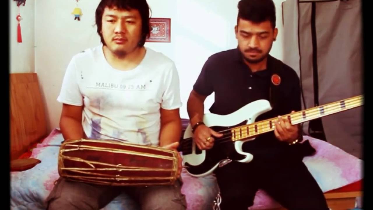 Hariyo dada mathii.... bass, madal and vocal(Nepali bassist/ bass player)