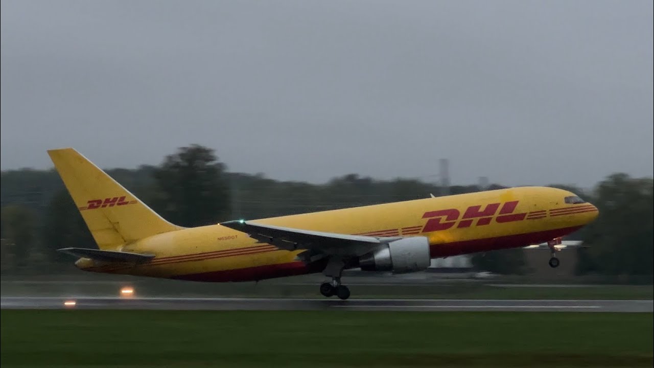 Stormy DHL Boeing 767-200 Takeoff