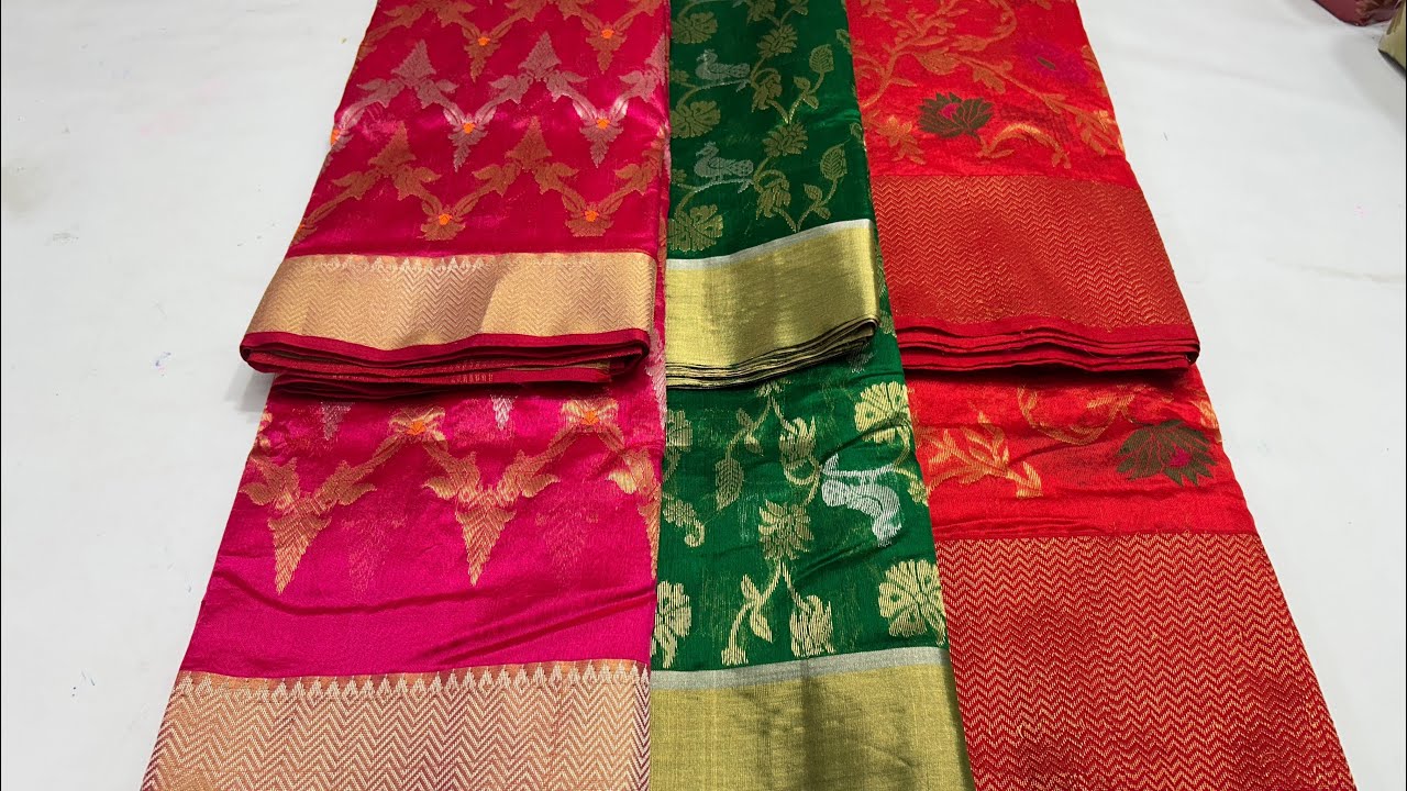 चंदेरी साड़ी | Latest Chanderi Pattu Silk Jaal Work | #alibrotherschanderisarees #chanderisarees 