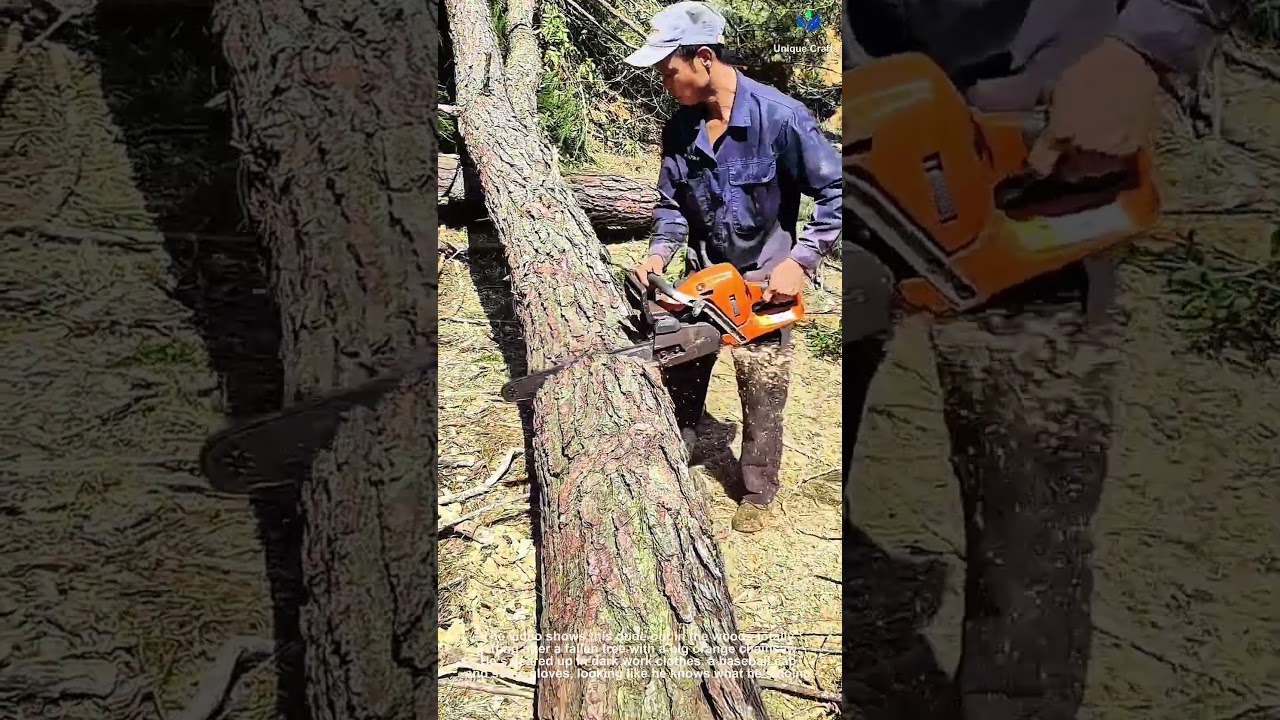 Hard Working Logger Breaks Down Massive Tree Trunk Fast 🪵🔥