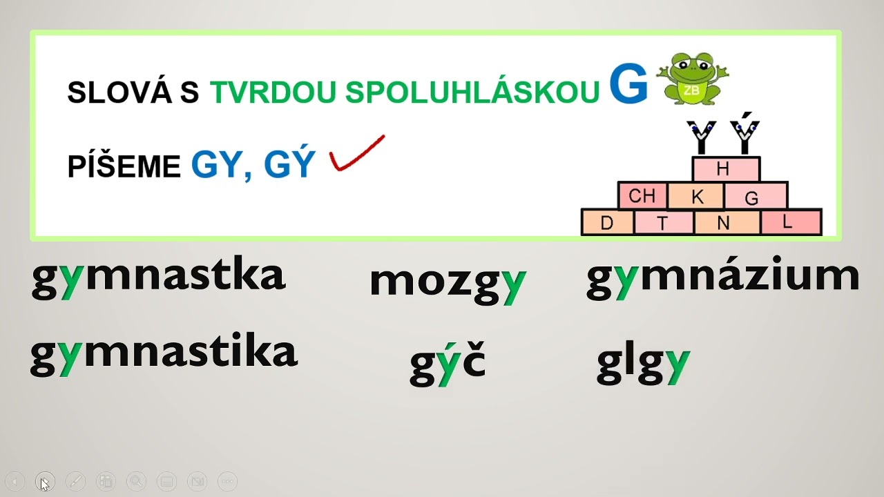 Tvrdé spoluhlásky - tvrdé slabiky gy, gý