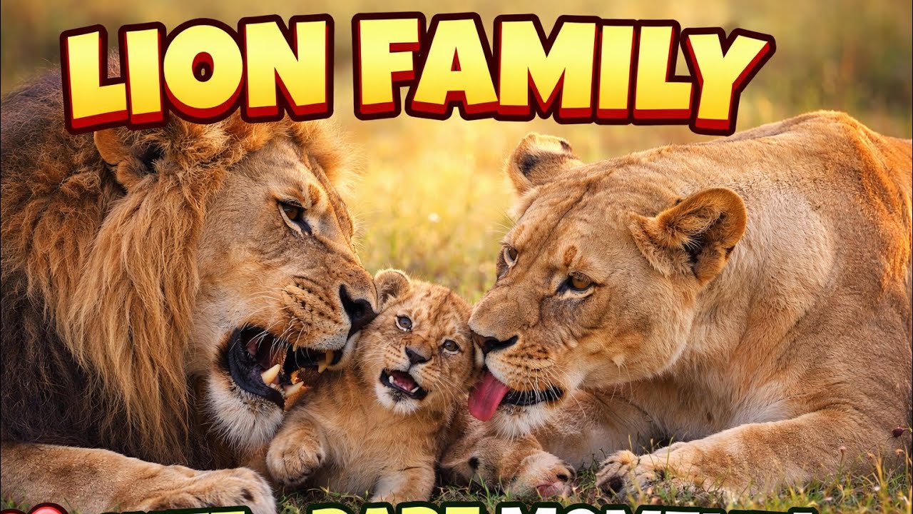 🦁 Lion Mom & Dad Playing with Their Baby Cub | Rare & Heartwarming Wildlife Moment ❤️