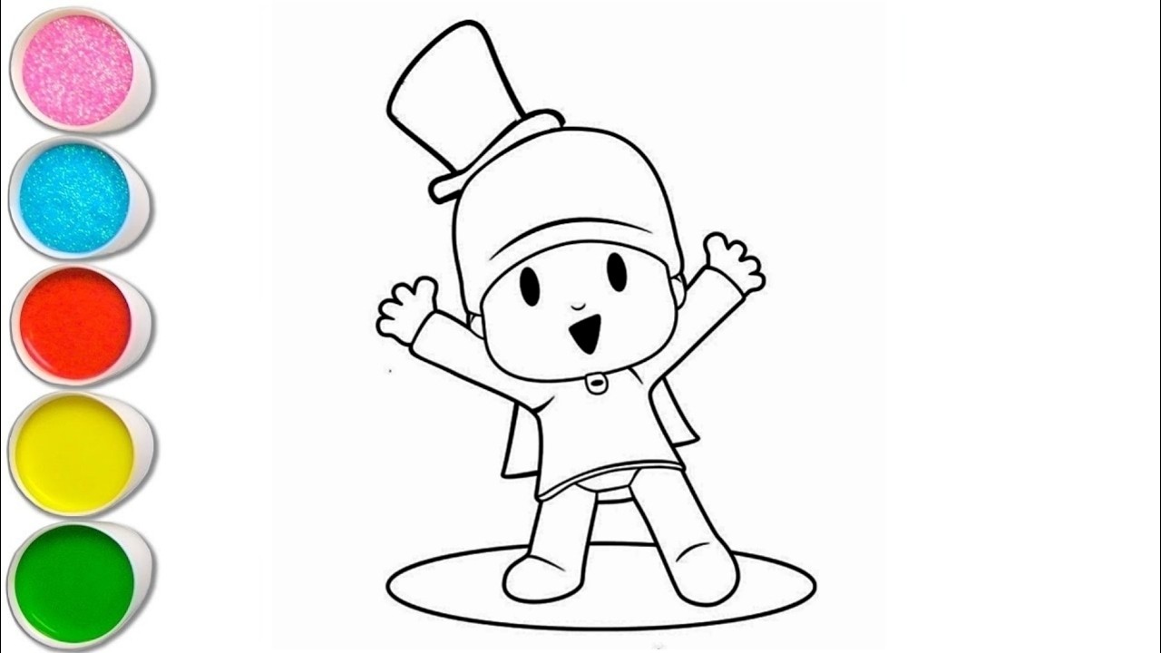 Cute Pocoyo Drawing for kids, Painting & Coloring for kids, Toddlers | Let's Draw Together