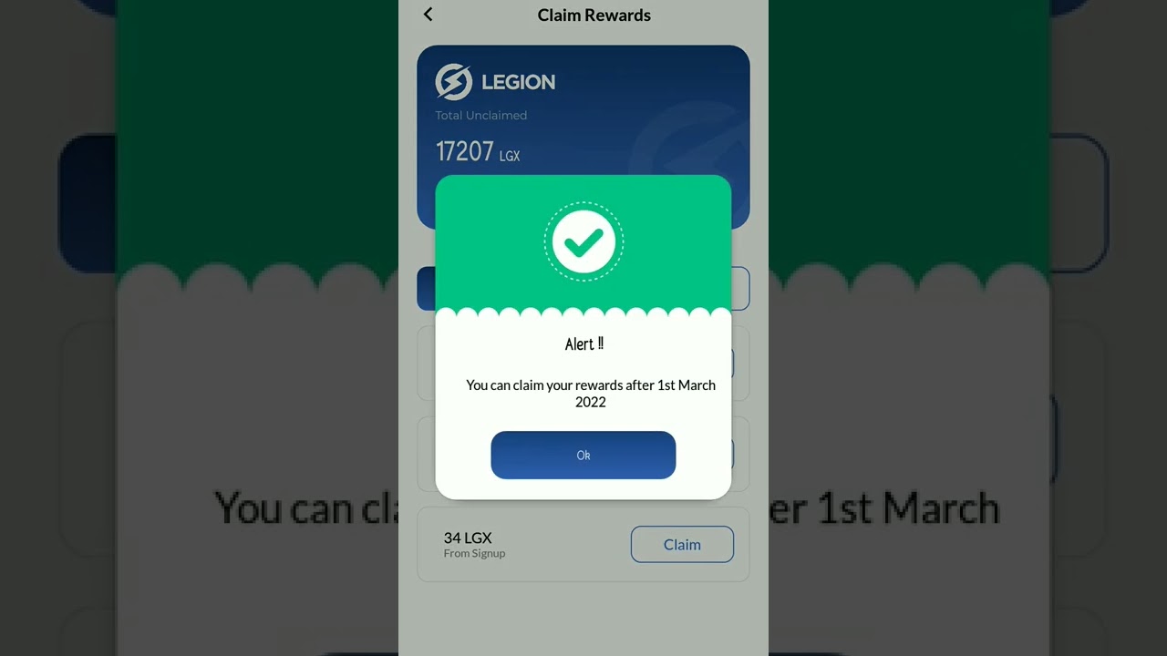 LGX Legion Network token claim 1st march