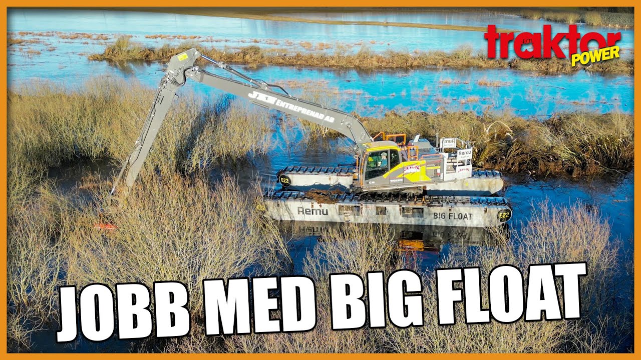 Grävmaskinen går på vatten - Volvo EC220E Long Reach Big Float