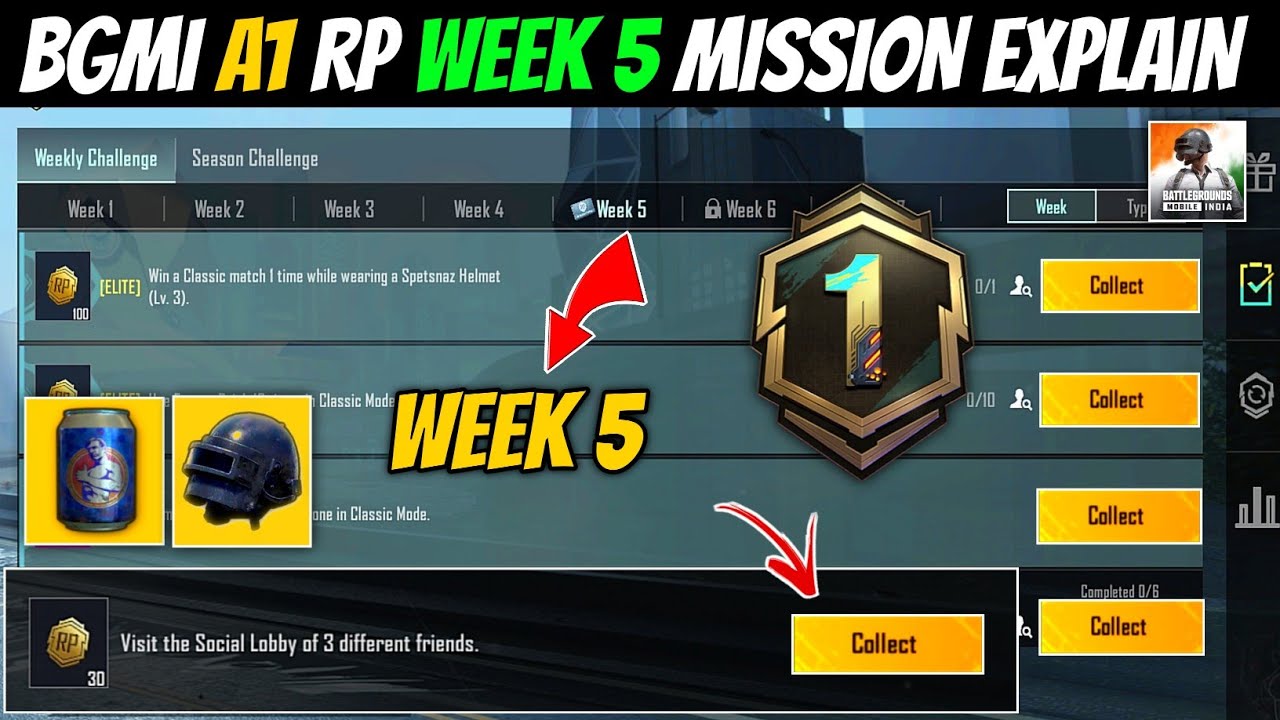 Season c4s12 A1 week 5 mission explain)Pubg Mobile rp mission | Bgmi week 5 mission explain
