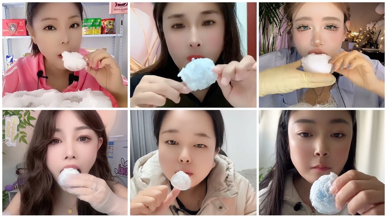 (Only bites) Eating freezer ice chips 🧊 Refrozen ice 🥶 Satisfying ice eating asmr 💯