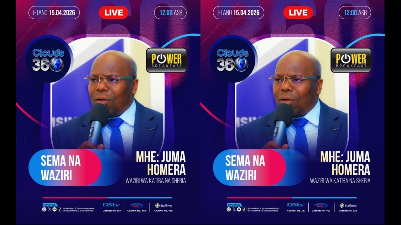 LIVE: CLOUDS 360 NA WAZIRI WA KATIBA NA SHERIA MHE.JUMA HOMERA I UCHAMBUZI WA MAGAZETI I 15.04.2026.