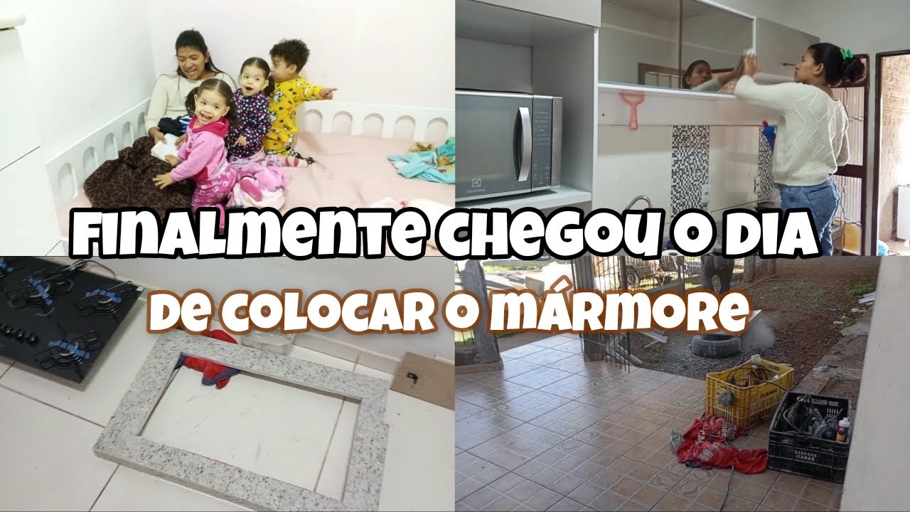 Colocamos pedra de mármore na nossa cozinha modulada| cozinha shopee|cozinha madesa