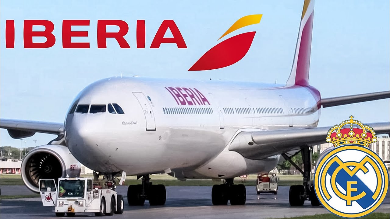 Iberia (Real Madrid) A340-600 (A346) landing & close up action in Montreal (YUL)