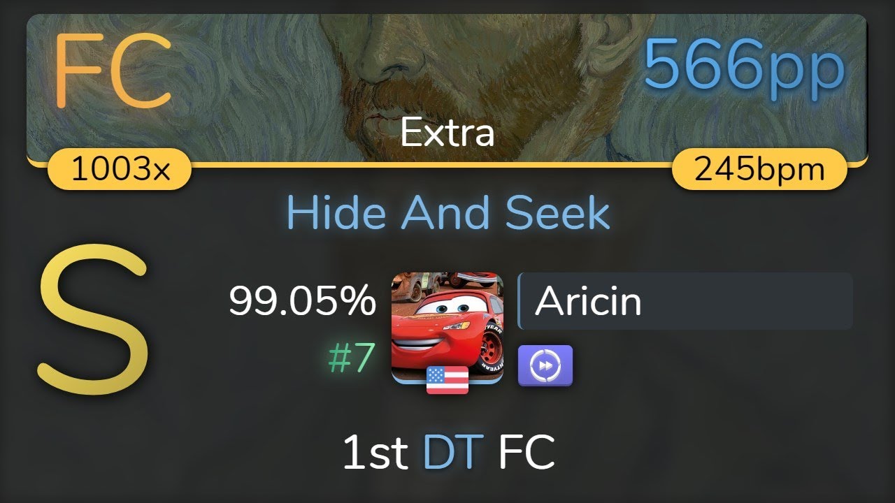 Aricin | James Landino - Hide And Seek [Extra] 1st +DT FC 99.05% {#7 566pp FC} - osu!