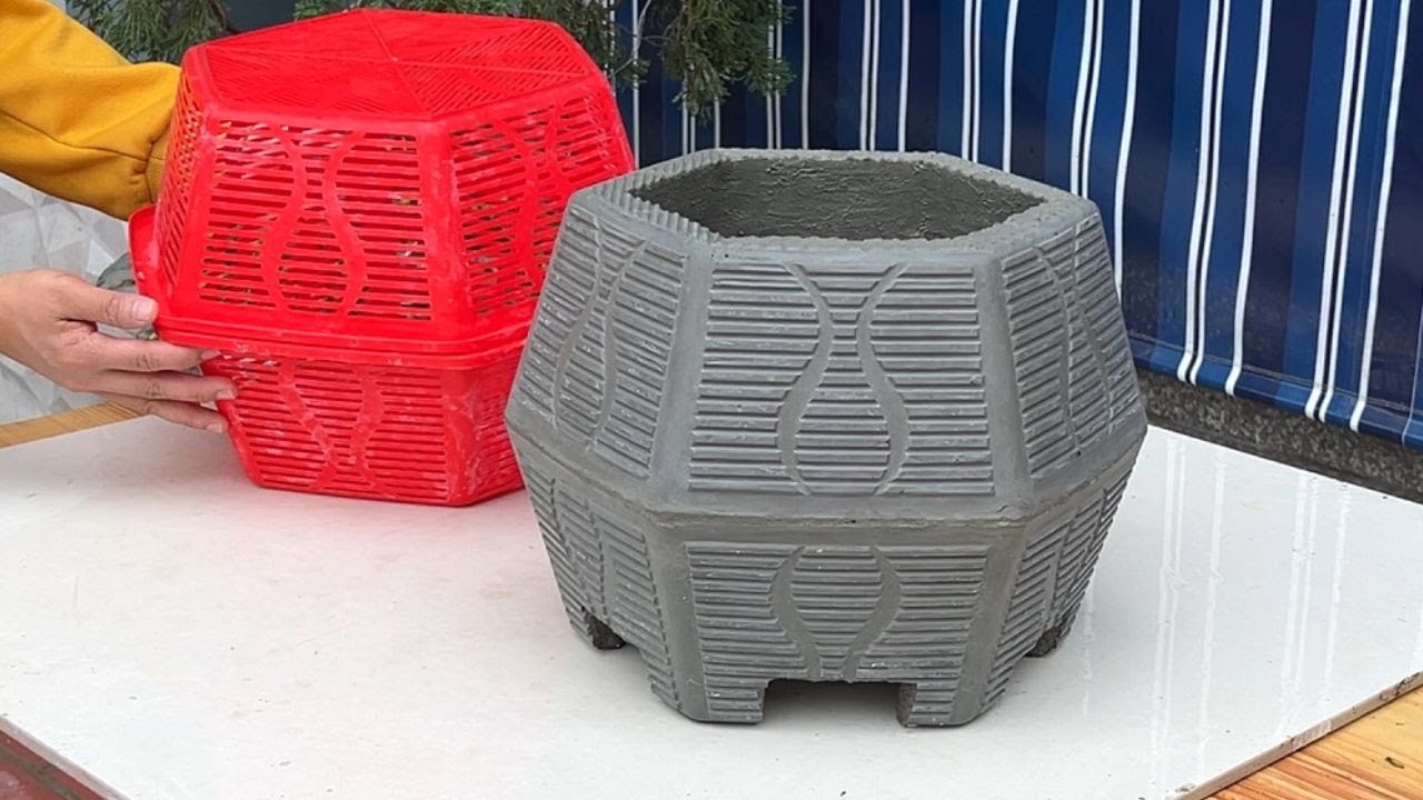 Creative Unique Plant Pots From Cement And Plastic Baskets