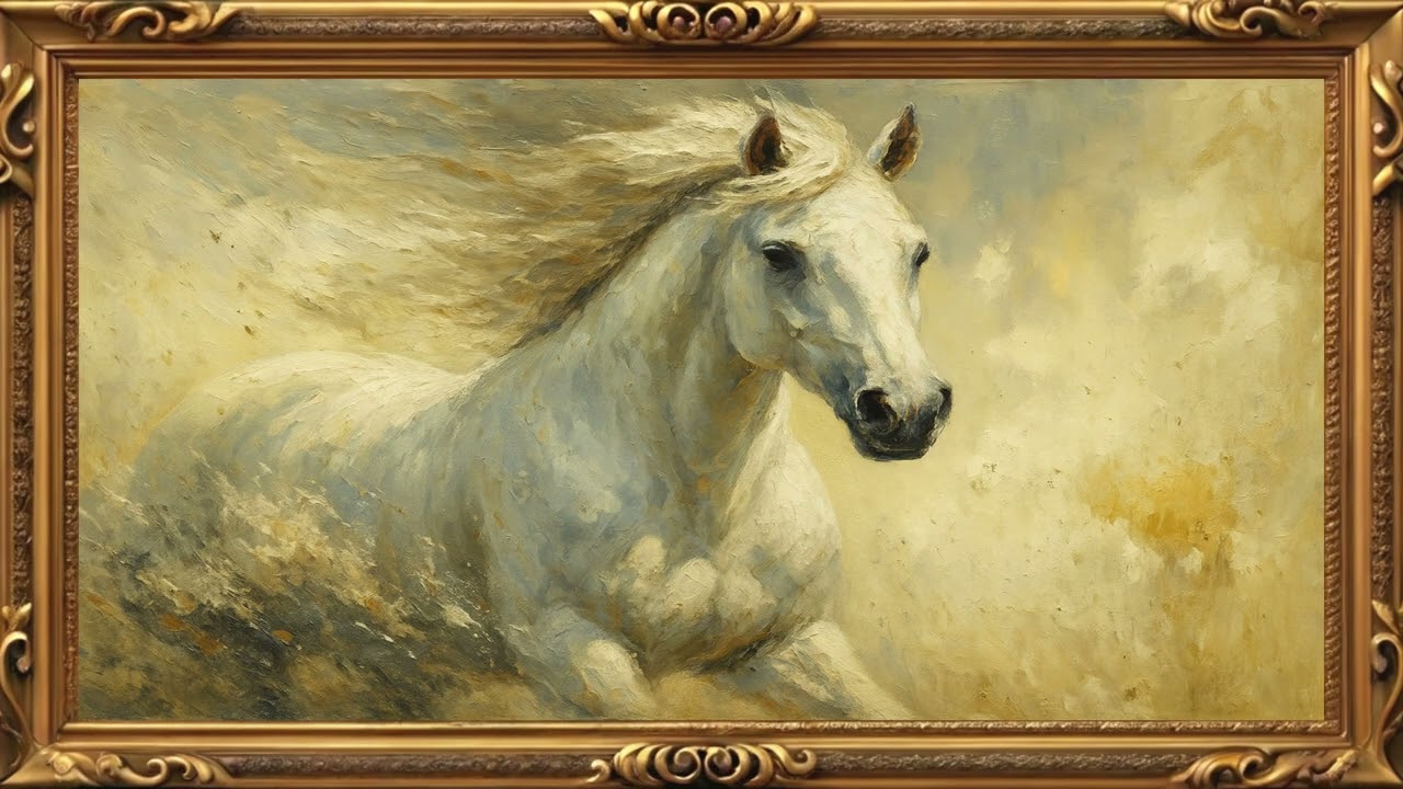 Vintage Oil Painting Art Screensaver &ndash; Digital Frame Horse in Motion | 4K Art TV Display