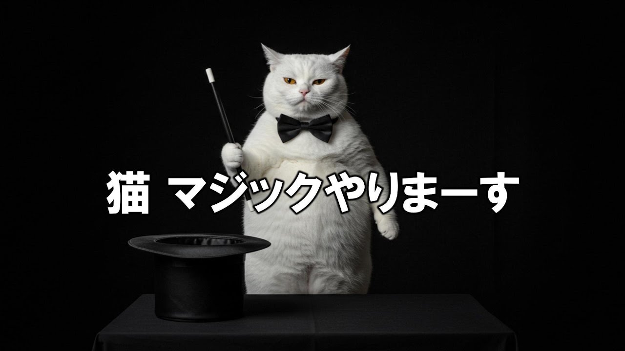 【生成AI猫動画】猫 マジックやりまーす！　AI NGあり！　たいして面白くないよ！