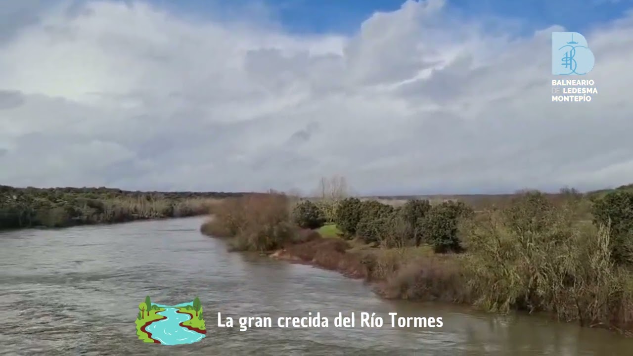 🎥 Impresionante caudal del río Tormes en #BalnearioLedesma🔵 tras las lluvias Feb2026 | Precaución⚠️