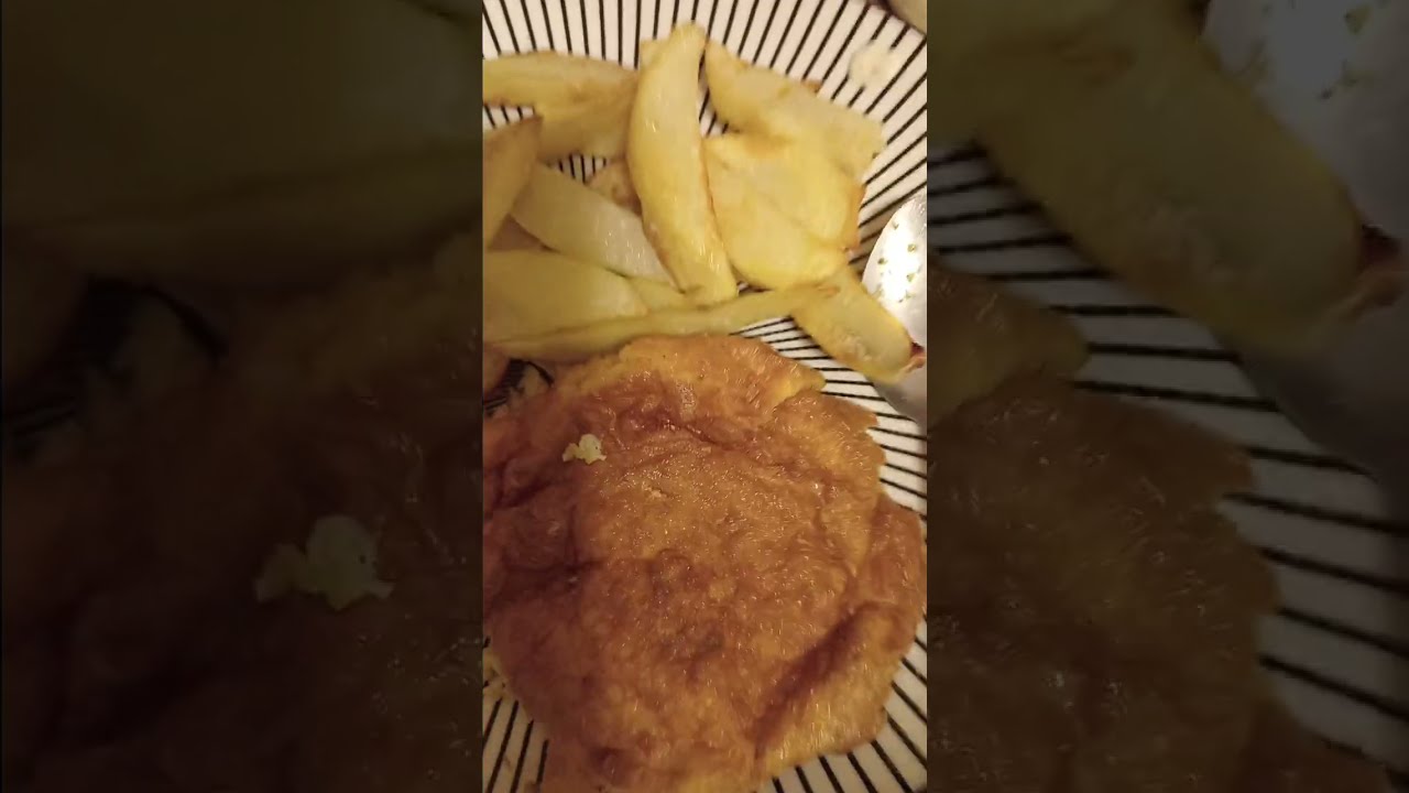 Fries , Omelete, and Hot Water for Breakfast