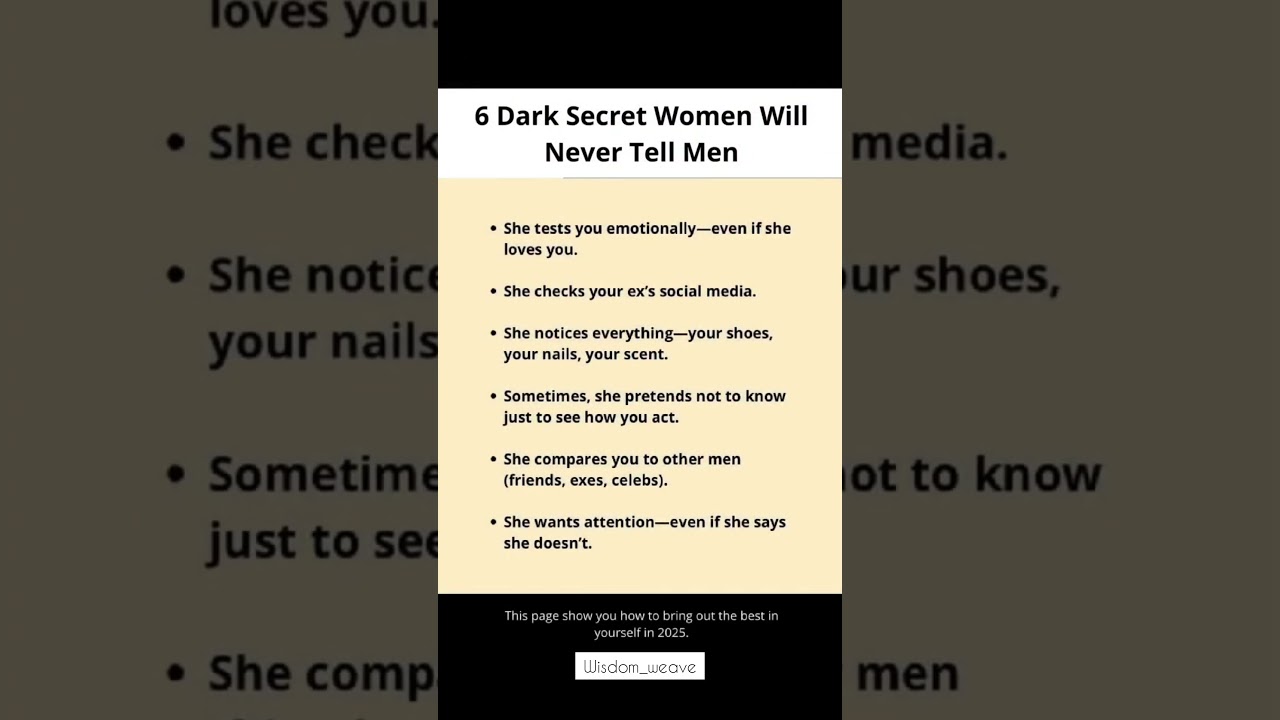 6 Dark Secrets Women Will Never Tell Men 😮 | Female Psychology Facts | #wisdomweave