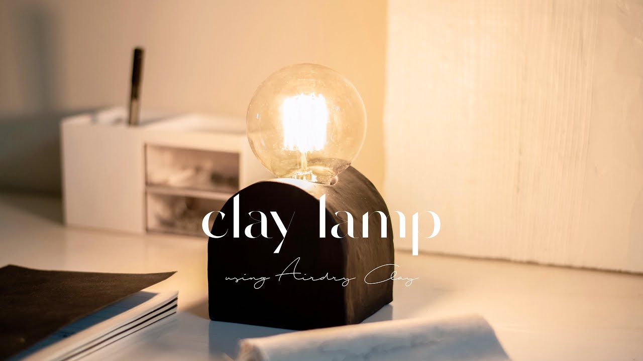 [DIY] MAKING A CLAY LAMP!! | Air dry clay lamp  | ASMR