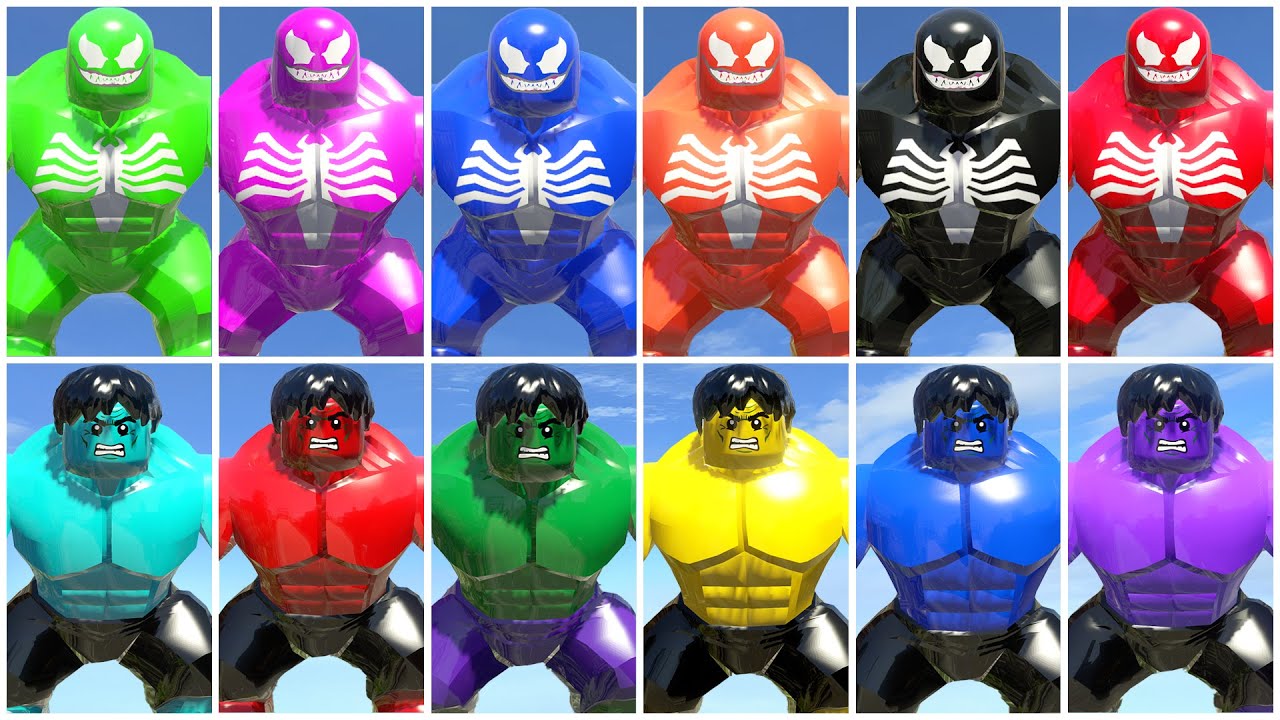 Эволюция всех цветов Халка и Венома в LEGO Marvel Superheroes