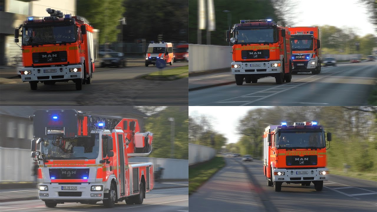 [Zwei WLFs auf Einsatzfahrt] Einsatzfahrten Feuerwehr Rendsburg zur Alarmübung