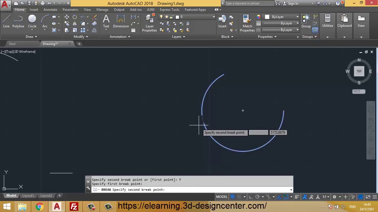 การใช้คำสั่ง Break เพื่อตัดเส้นในโปรแกรม Autocad