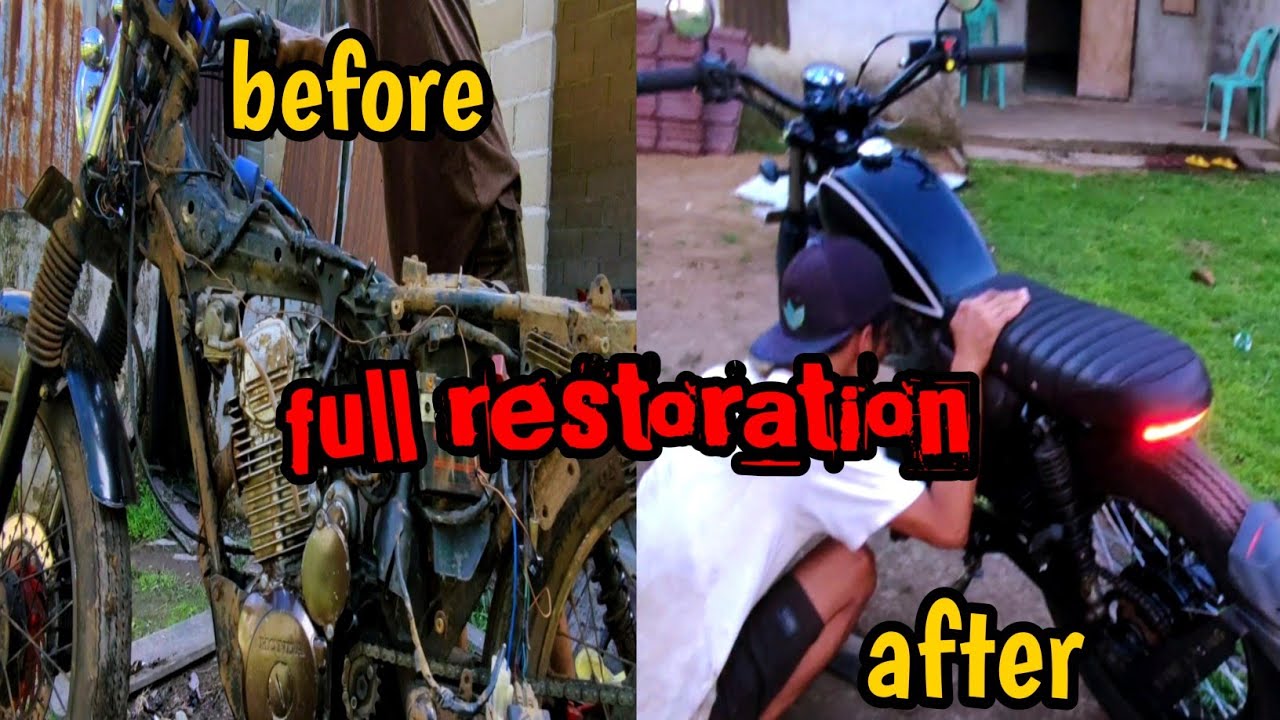 full restoration bratsyle Honda 160 dream, Abandoned Old Motorcycle restoration.