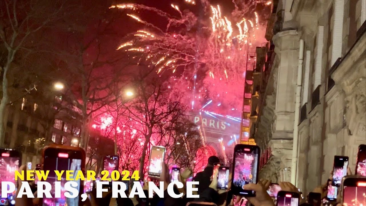 New Year’s Eve Paris 2024 Fireworks at Arc de Triomphe France