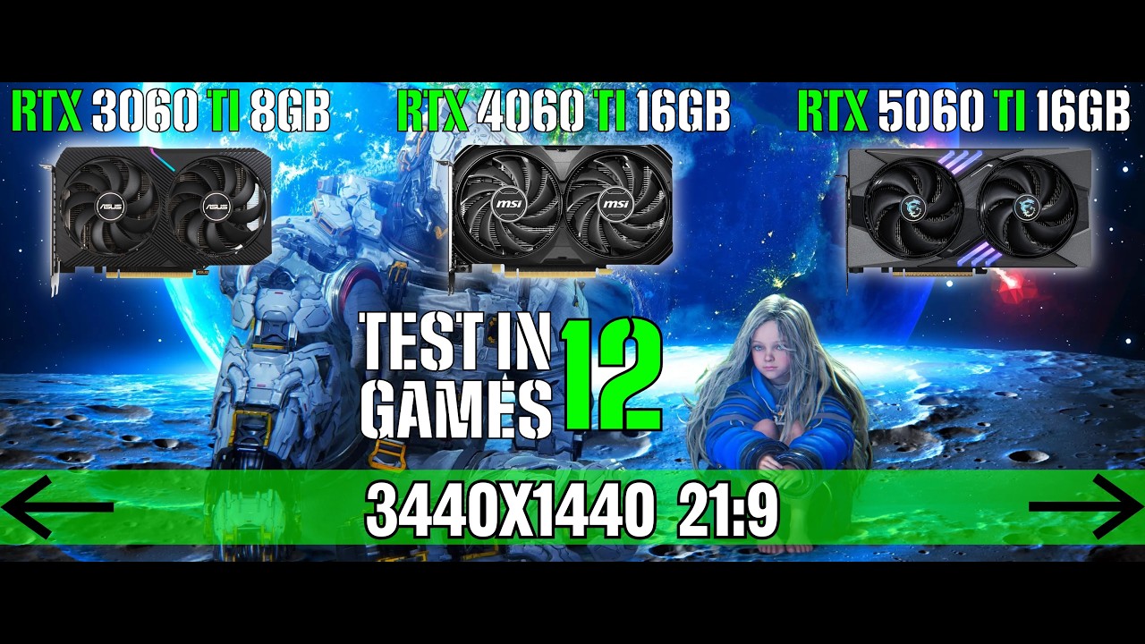 RTX 3060 TI vs RTX 4060 TI vs RTX 5060 TI - TEST IN 12 GAMES - 3440x1440 21:9 | Ultrawide Benchmark
