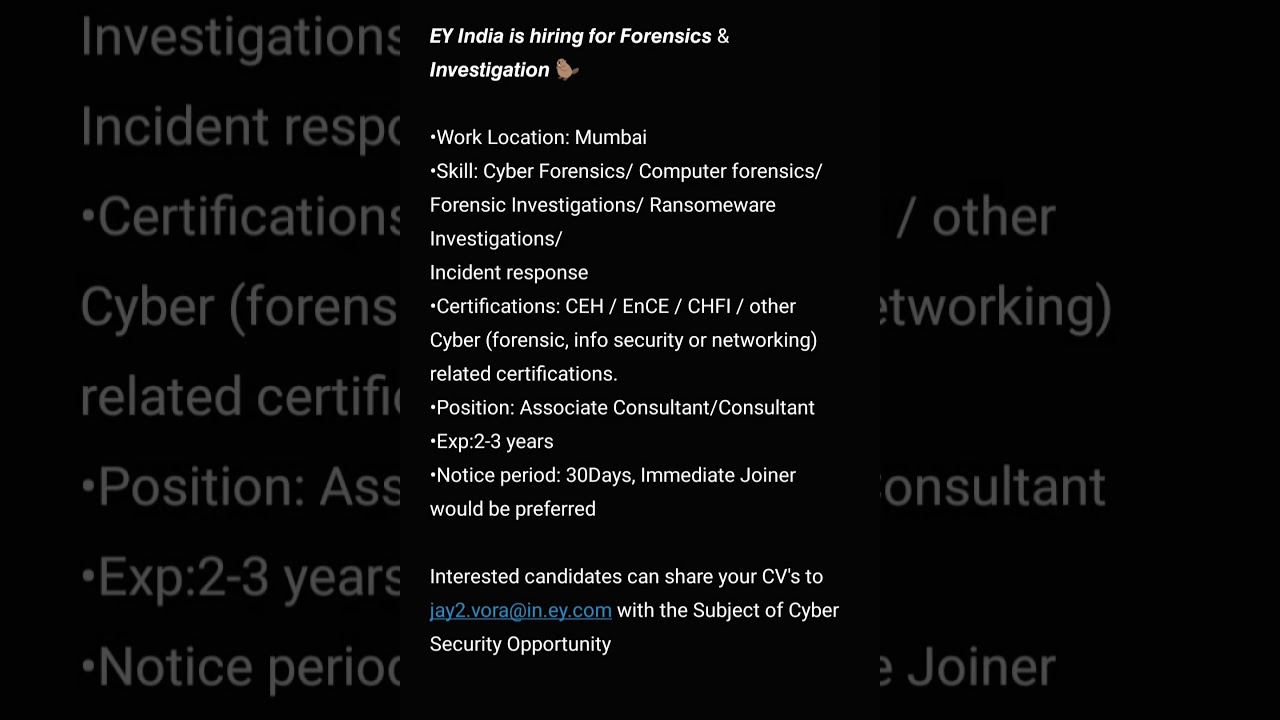 Cyber Forensic Job Opportunity! 