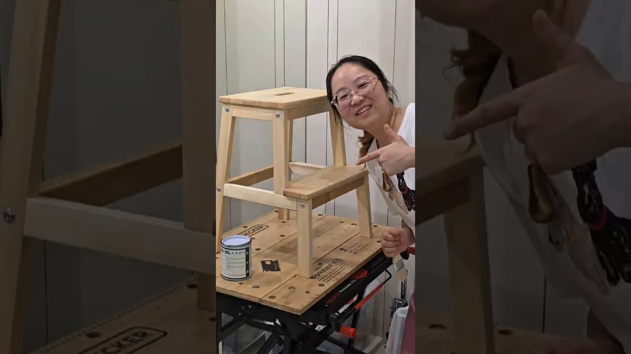 IKEA BEKV&Auml;M step stool. Adding a custom touch with #tungoil! 🛠️