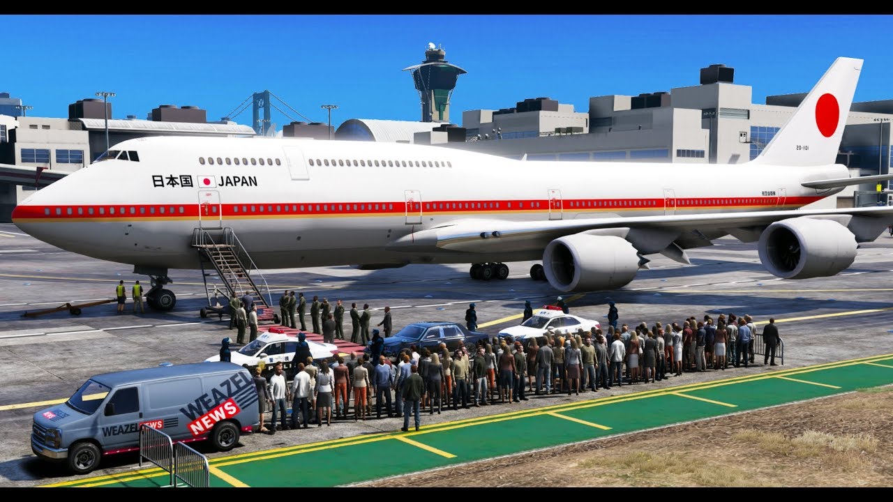 【GTA5】総理大臣の訪問！日本国政府専用機がロスサントスに着陸！陸上自衛隊の政府要人輸送ヘリで米軍基地まで護衛する！