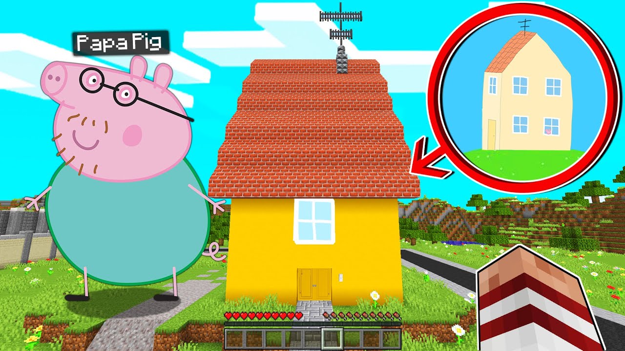 APARECE EL PAPÁ DE PEPPA PIG EN SU CASA EN MINECRAFT