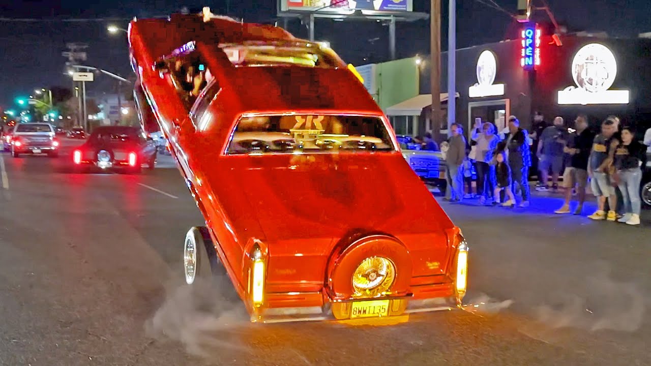 GAS HOPPING CADILLAC LOWRIDER HITTING BACK BUMPER