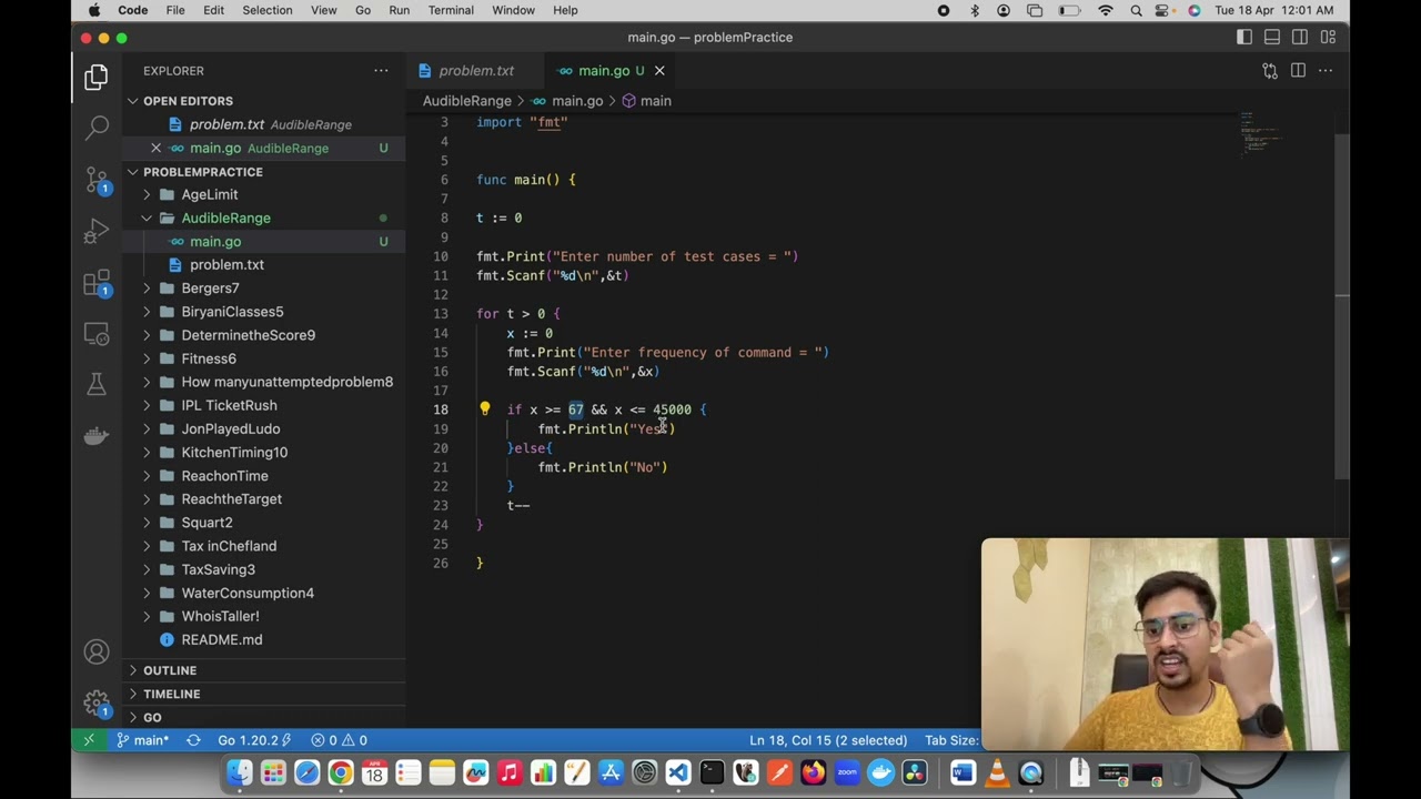 Audio Range Problem with Solution in golang | #golang #codingconcepts |