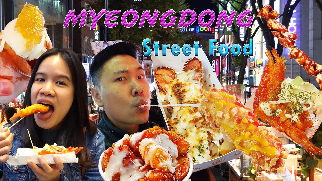 MUST EAT Korean Street Food 🍤🍡 in Myeongdong | Trying Korean Street Food