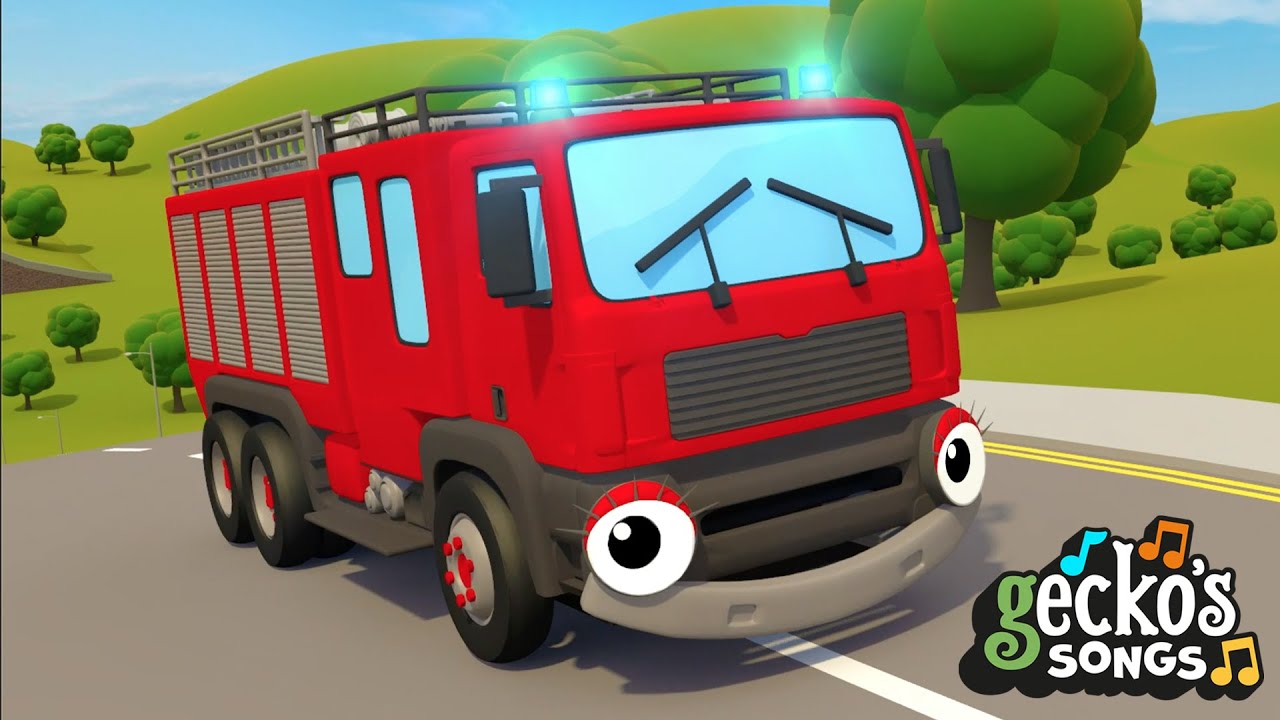 Hear The Fire Truck Song | Nursery Rhymes & Kids Songs | Gecko's Garage | Fiona The Fire Truck