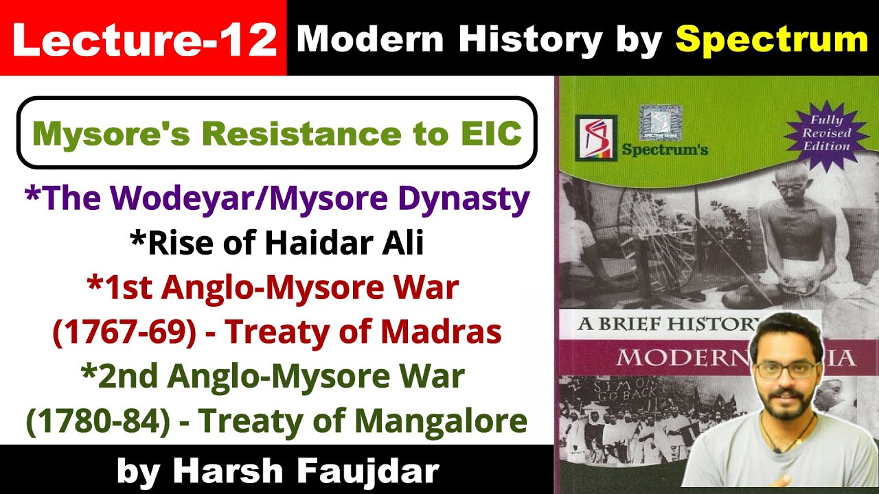 H12- 1st & 2nd Anglo-Mysore War, Wodeyar Dynasty, Rise of Haidar Ali | Spectrum Modern History UPSC