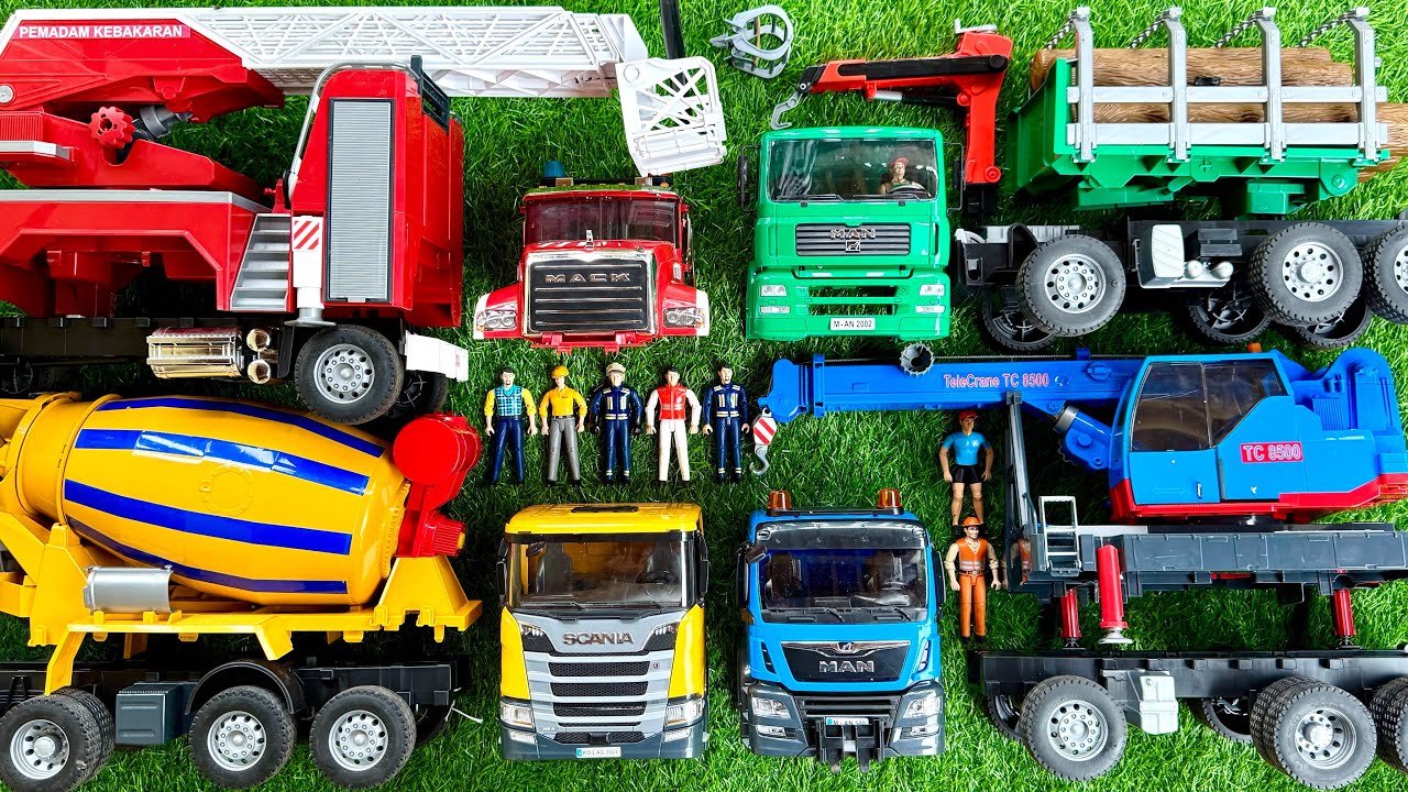 Merakit Mainan Rusak | Truk Pemadam, Truk Kayu, Truk Molen, Truk Crane