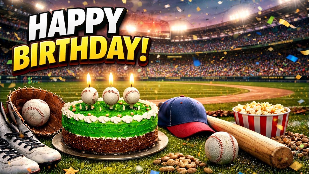Baseball Happy Birthday Child Toddler Loop Background Ambience