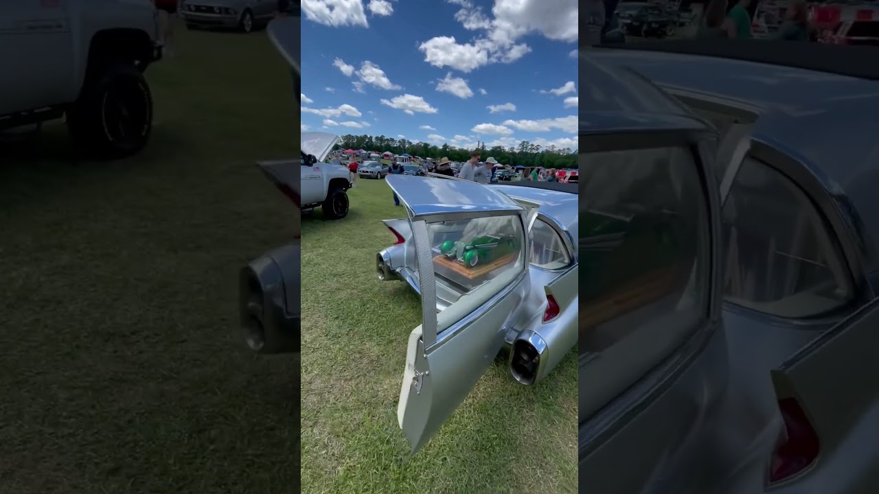 Amazing chopped top Caddy Hearse at Ridz By The River.