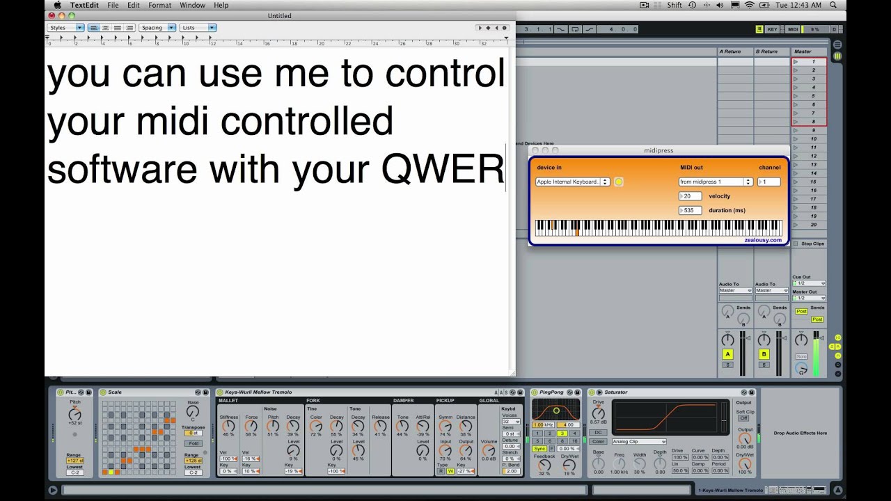 MIDIpress keystroke to MIDI converter for OSX