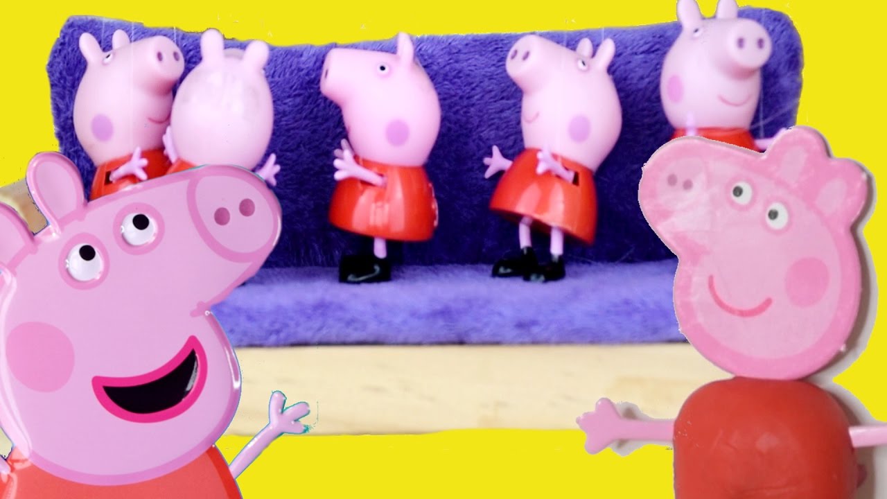 Five little Peppa Pigs Jumping on a Bed | 5 little monkeys Nursery Rhymes & Play Doh Surprises